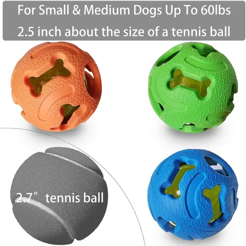 Vista 2 de Leejec Juguetes para perros, bolas interactivas iluminadas de 2.5 pulgadas, juguetes masticables para razas medianas y pequeñas, bolas