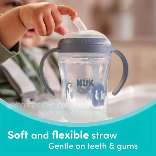Vista 3 de NUK Perfect Match - Taza de aprendizaje con pajita, 8 onzas, paquete de 2 – Pajita suave, asas de fácil agarre, sin BPA, taza de transición a prueba