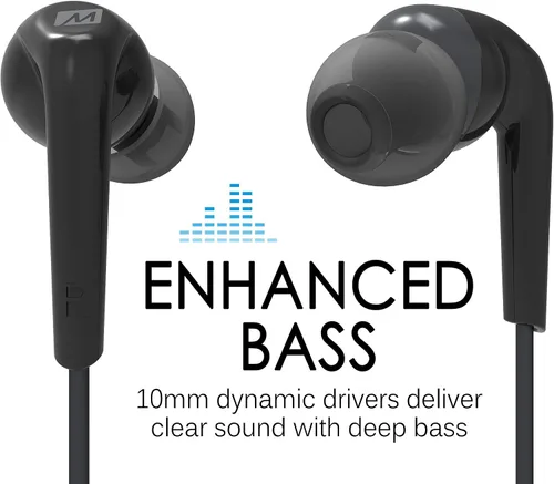 Vista 3 de MEE Audio RX18 auriculares in-ear de calce cómodo con bajos potenciados, Cable con micrófono, Negro
