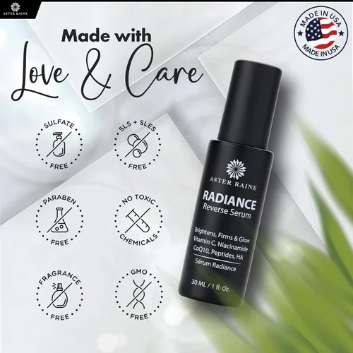 Vista 7 de Radiance - Suero facial inverso – Suero facial antienvejecimiento – Suero de vitamina C con péptidos, ceramidas, ácido hialurónico – Productos