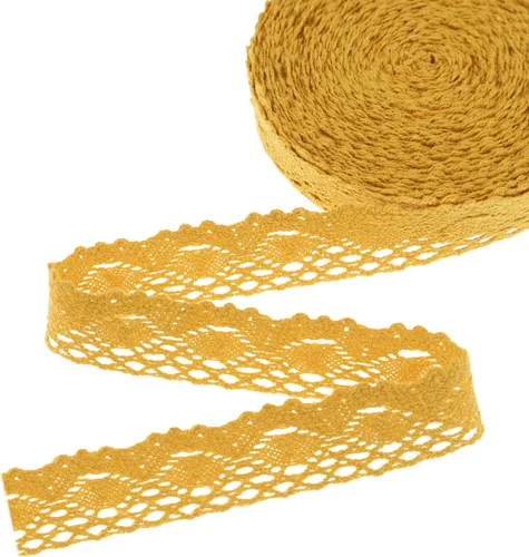 Vista 6 de Cinta de encaje beige de algodón de encaje de ganchillo de costura de encaje para envoltura de paquetes de regalo, suministros de álbumes de recortes