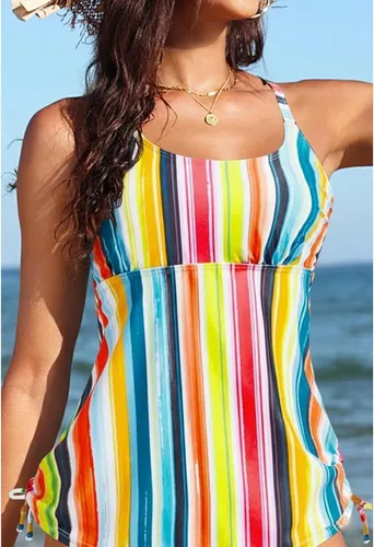 Vista 3 de Holipick Top de Tankini para Mujer Solamente Top de Traje de Baño Tankini Sin Parte Inferior Color Stripe2