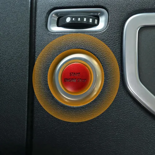 Vista 11 de Cubierta adhesiva para interruptor de botón de arranque y parada de motor rojo y plateado para LR4 Discovery 4 y Land Rover Range Rover