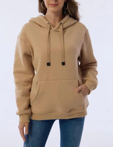 Vista 3 de Sudadera con capucha de invierno para mujer con forro polar cálido