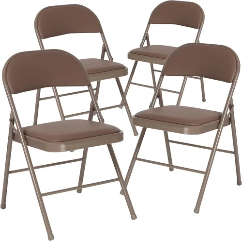 Vista 13 de Flash Furniture Silla plegable de vinilo beige con doble refuerzo de la serie HERCULES