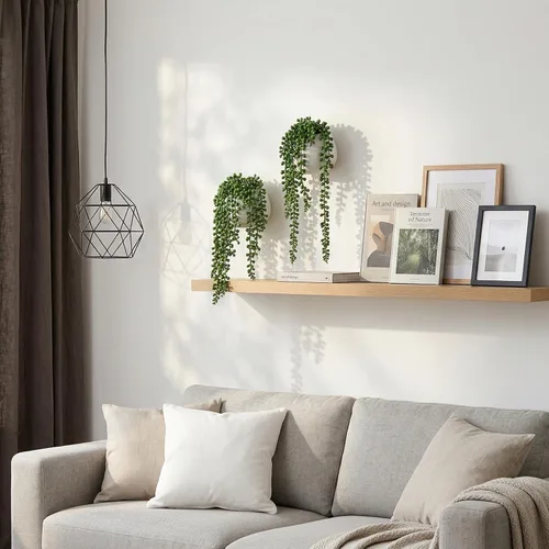 Vista 2 de MyGift - Juego de 2 macetas de cerámica blanca para colgar en la pared