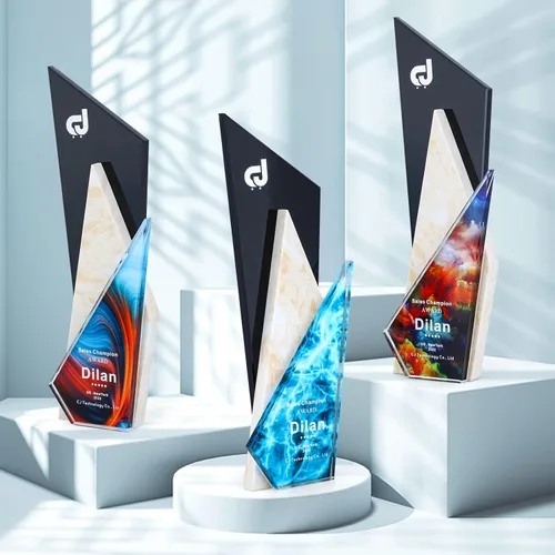 Vista 15 de Trofeos personalizados personalizados premio grabado Crystal Oscar Trofeo para empleados Estudiantes Empresa deportiva Reunión anual Alabanza Pastor