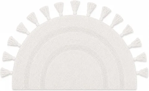 Vista 45 de Royal Blaze Tapete de baño de algodón rojo, reversible, pequeño ovalado de 18 x 26 pulgadas, lavable y decorativo