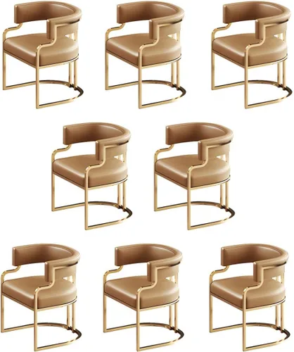 Vista 32 de Sillas de comedor de cocina para interiores, silla lateral tapizada para el hogar, silla con brazo de respaldo bajo, silla de comedor con piel