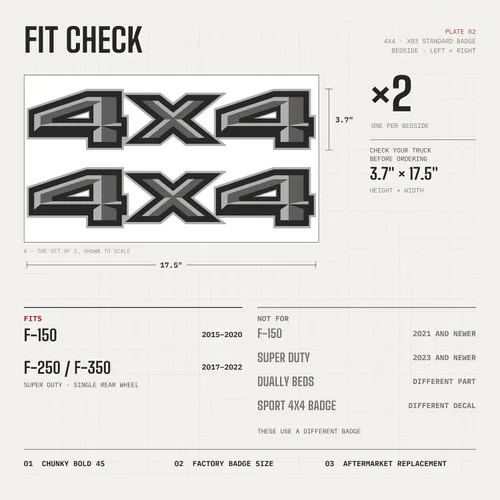 Vista 3 de GOLD HOOK Calcomanías 4x4 Diamante Gris para Ford F-150 2015-2020