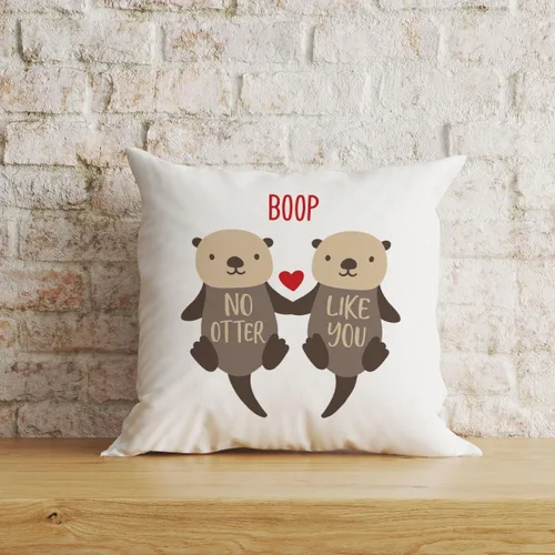 Vista 2 de Regalos de nutria: fundas de almohada de amor 18x18, funda de almohada de nutria para ella, regalo del día de San Valentín