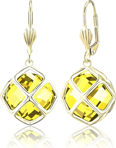 Vista 10 de Pendientes colgantes de cristal austriaco de 14MM para mujer, joyería chapada en oro de 14 quilates Apr-Diamante-Chapado en Oro de 14 K