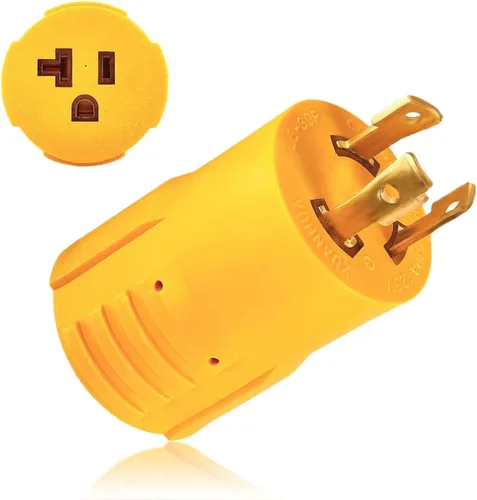 Vista 9 de Adaptador de corriente de 30 A a 15 A RV NEMA 5-15P a L5-30R, convertidor de bloqueo giratorio de 110 V para RV, cámper, camioneta, remolque