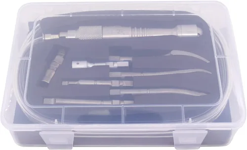 Vista 6 de Air Scaler Gouge Chisel Micro Air Flux Chipper Rascador neumático Médico Rompador de yeso Estomatología Grabar 5 piezas cincel plano Cinceles