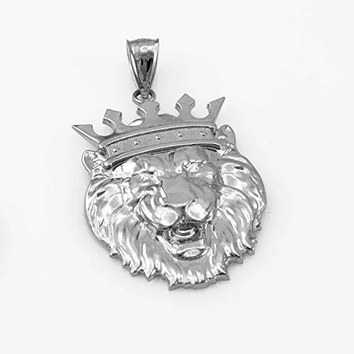 Vista 2 de Colgante de oro blanco de 14 quilates con diseño de león