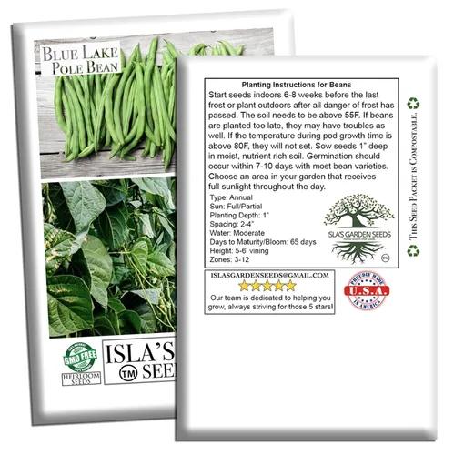 Vista 8 de Blue Lake Pole - Semillas de frijol para plantar, más de 50 semillas de frijoles verdes tradicionales por paquete, semillas de jardín de Isla