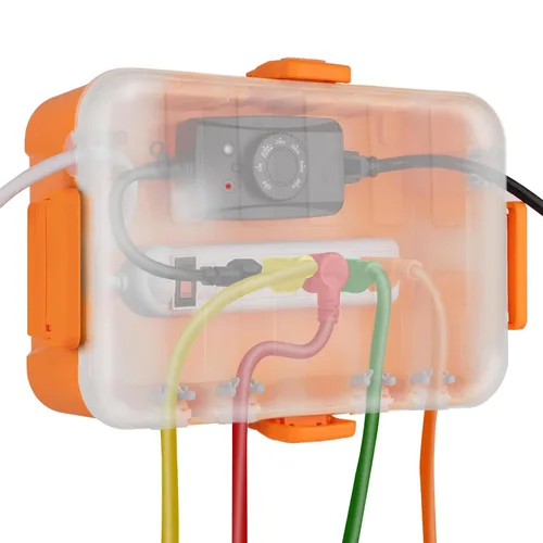 Vista 30 de IP55 Pequeña caja eléctrica al aire libre impermeable, para regleta Inner 5.9 x 3.2 x 1.8inch, Extension Cord Cover with Detachable Awning Covers