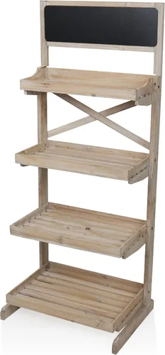 Vista 13 de Alpine Corporation MBB168 Estante de almacenamiento triangular de madera moderno de 3 niveles, 50 pulgadas de alto, acabado natural