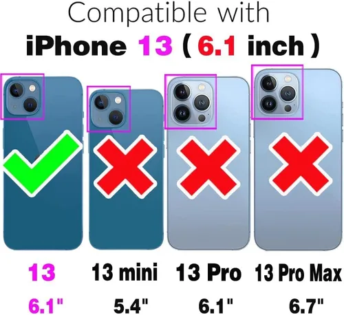 Vista 2 de Asuwish Funda compatible con iPhone 13 de 6.1 pulgadas, protector de pantalla de vidrio templado y funda magnética con tapa abatible, funda