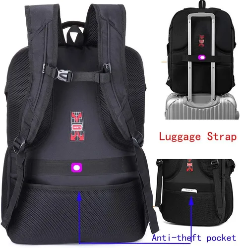 Vista 6 de Mochila para computadora portátil de 19 pulgadas Bolsa de computadora 50 L Mochila de viaje grande con puerto de carga USB
