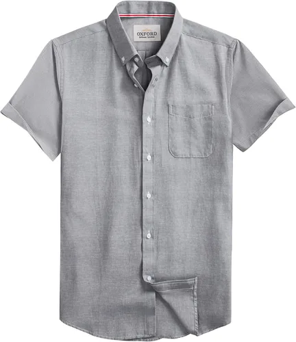 Vista 13 de Camisa Oxford para hombre de manga corta de ajuste normal, camisa casual con botones y bolsillo