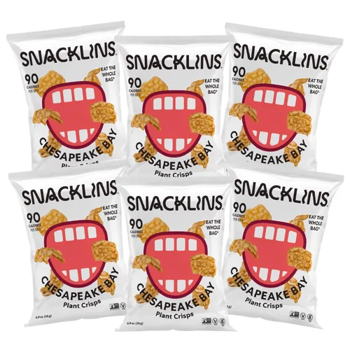 Vista 12 de SNACKLINS Chips Crujientes a Base de Plantas Variedad de 4 Sabores – Nacho, BBQ, Teriyaki, Bahía de Chesapeake, sin gluten, sin granos, 100% kosher