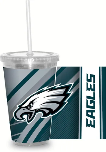 Vista 12 de Vaso transparente de fútbol NFL de 16 onzas con popote para fanáticos de la NFL