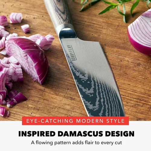 Vista 7 de GreenPan x Bobby Flay - Cuchillo de chef de 8 pulgadas con funda, hoja de acero inoxidable de alta calidad, herramienta de cocina de corte