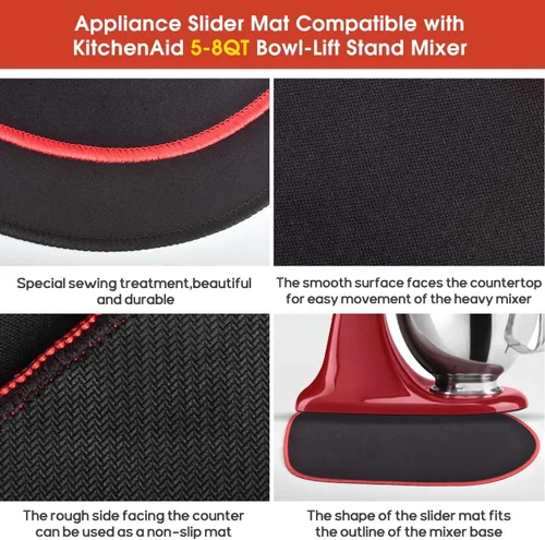 Vista 4 de Paquete de 2 alfombrillas deslizantes para batidora, 14.6 x 9.8 pulgadas Compatible con batidora de pie Kitchenaid 5-8QT, AirFryer, otros