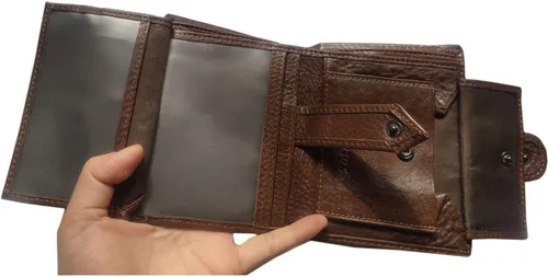 Vista 120 de Hombres Cool Eagle Wolf Caballo Totem Cuero Vaca Vertical Cartera Cremallera Multi-tarjeta Titular, Tótem de caballo, Minimalista