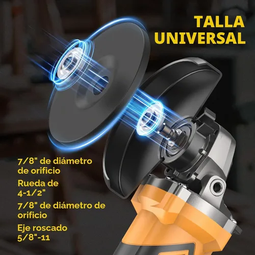 Vista 5 de Amoladora angular inalámbrica sin escobillas, kit de caja de herramientas de amoladora angular de 21 V, con baterías de litio de 2 x 4.0 Ah