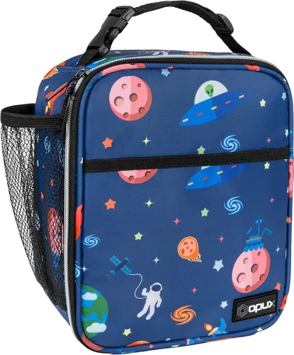 Vista 14 de OPUX lonchera aislada de alta calidad Bolsa de almuerzo escolar suave hermética para niños y niñas Durable y reutilizable como lonchera de Negro