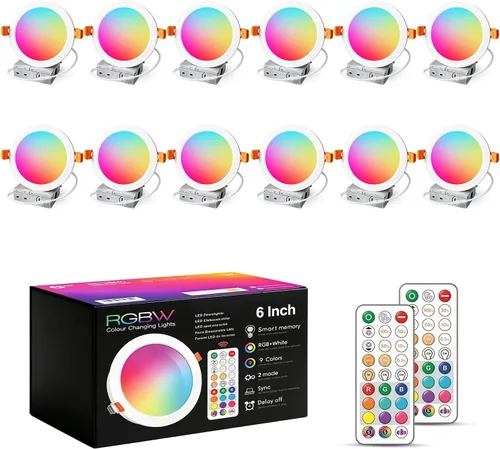 Vista 11 de HEKEE Luces LED empotrables empotradas, cambio de color, 4 pulgadas, luces de techo empotradas (paquete de 6)