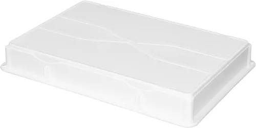 Vista 9 de Caja de prueba de 26 x 18 x 3 pulgadas, 1 caja de masa rectangular – apilable, lavavajillas, cajas de plástico blanco para masa de pizza, duraderas