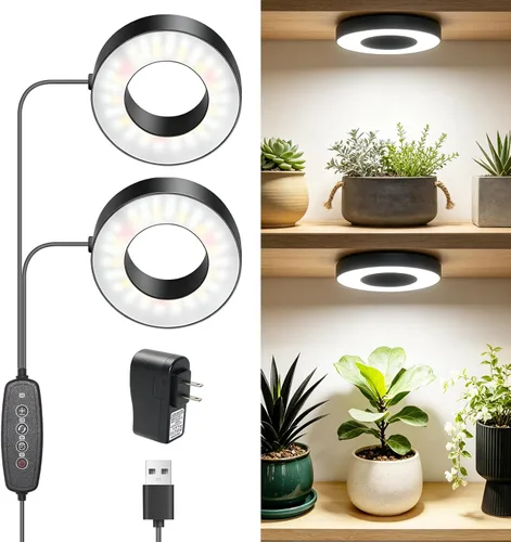 Vista 10 de LORDEM Lámpara de techo para el crecimiento de plantas, 96 LEDs, luz LED de espectro completo, lámpara de 5V con interruptor automático de 4/8/12H