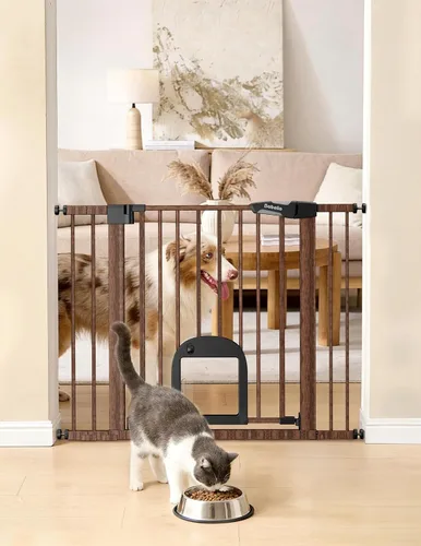Vista 13 de Babelio - Puerta para bebé mejorada con puerta ajustable para gatos, CatPrivilege, puerta duradera para perros de 29-43 pulgadas con cierre Negro