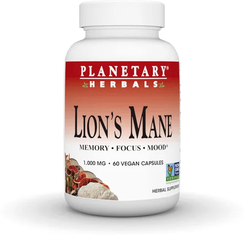 Vista 8 de Planetary Herbals Melena de León, para la memoria, la concentración y el estado de ánimo*, 1,000 mg - 90 cápsulas veganas