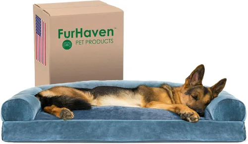 Vista 7 de Furhaven - Cama para perros, cojín de almohada tradicional sofá y colchón de espuma rectangular terapéutico de lujo con funda extraíble para perros