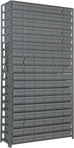 Vista 356 de Quantum QSBU-245BK Heavy Duty Shelving Unit with (7) Shelves and (24) QUS245 Black Bins for Garage Warehouse Storage Distribution 400 lb Load