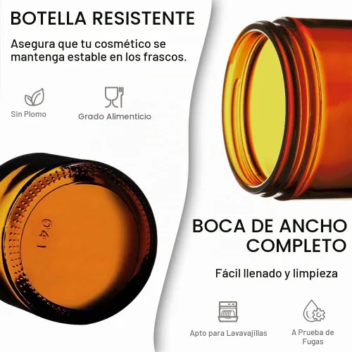 Vista 2 de Frascos de vidrio de 4 onzas con tapas, paquete de 16 frascos ámbar con tapas y forros internos, boca ancha Frascos de vidrio negros para crema