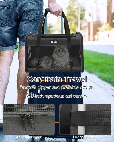 Vista 5 de Transportador de gatos para perros pequeños, medianos y grandes, transportador de gatos de lados suaves, transportador de viaje para mascotas, bolsa
