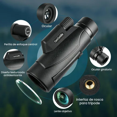 Vista 6 de Telescopio monocular HD 10x42 para adultos - Trípode y Prisma BAK-4, lente FMC, IPX7 impermeable, compacto para observación de aves, observación