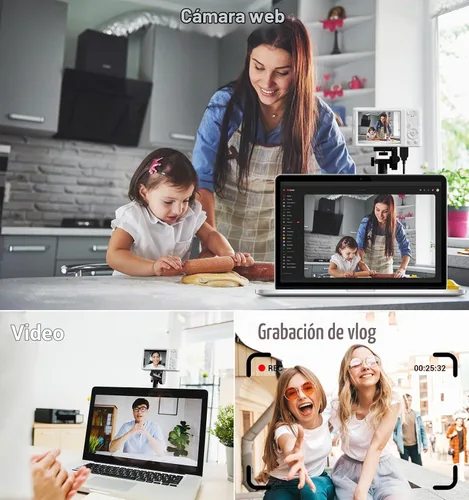 Vista 7 de Cámara digital 4K, cámara digital compacta digital de enfoque automático, zoom digital de 16X, cámara de viaje mejorada con tarjeta SD de 64 GB, 2