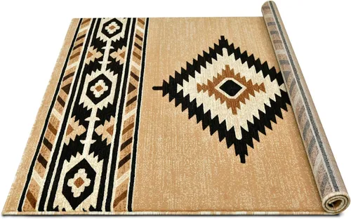 Vista 8 de YHSF South West - alfombra nativa americana del suroeste, fácil de limpiar, gruesa, suave y duradera, alfombra tribal inspirada en indios americanos