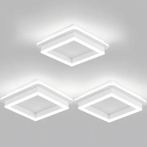 Vista 26 de CANEOE Luz de Pasillo Cuadrada de 24W, Moderna Luz de Techo LED de Montaje al Ras, Luces de Acrílico Blanco Cerca del Techo para Dormitorio Comedor