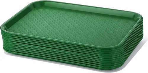 Vista 7 de TrueCraftware - Bandeja de comida rápida de 10 1/2 pulgadas x 13 5/8 pulgadas, juego de 12 bandejas de comida rápida para cafetería, juego de Marrón
