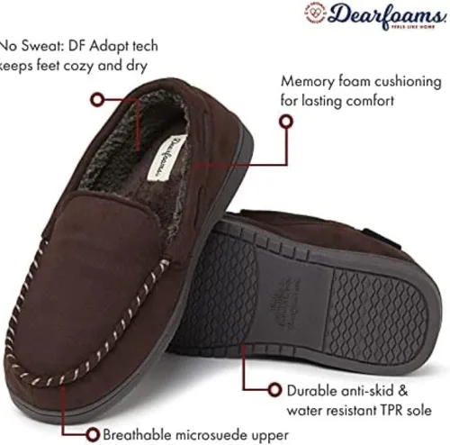 Vista 8 de Dearfoams Men's Keaton Memory Foam Moccasin with Wide Widths Slipper