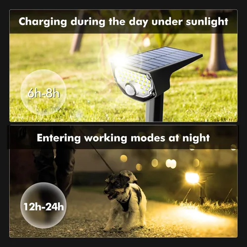Vista 7 de AloftSun Luces solares con sensor de movimiento para exteriores, luces impermeables con sensor de movimiento, 30 LED/3 modos de iluminación solar