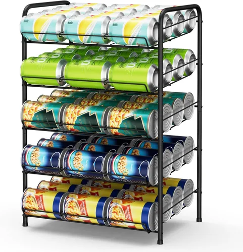 Vista 10 de Vrisa Organizador de latas para despensa, organizador de latas de 7 niveles, dispensador de almacenamiento de latas de metal, con capacidad