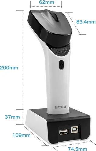 Vista 7 de NETUM Escáner de código de barras inalámbrico Bluetooth 1D de moda, lector de código de barras CCD manos libres con soporte y memoria incorporada